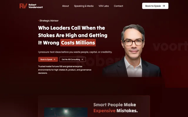 Robert Vandervoort: personal brand website, robertvdv.com